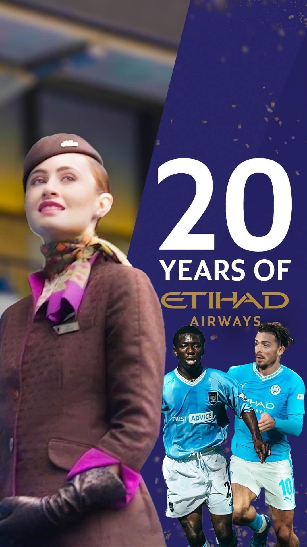マンチェスター・シティFCのインスタグラム：「Congratulations, @etihad on turning 20! ✈️🎂」