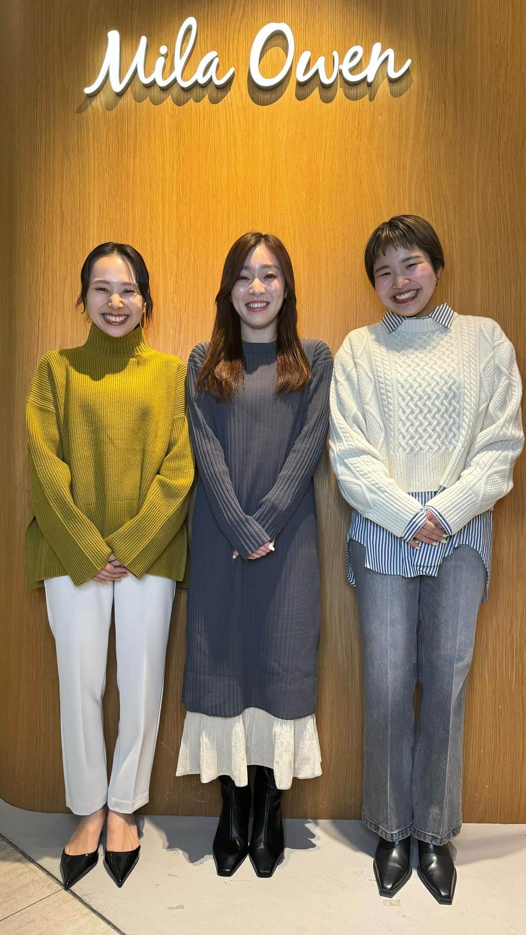 milaowen_officialのインスタグラム：「11.21 tue【新作アイテムのご紹介】at LUCUA 藤田　158cm 新谷　154cm 安徳　152cm 11/22(水)〜11/26(日) ・ルクアメンバーズ5倍ポイントアップキャンペーン ・阪急スペシャルデイズ　 ペルソナカードでのお買い物で15%オフ」