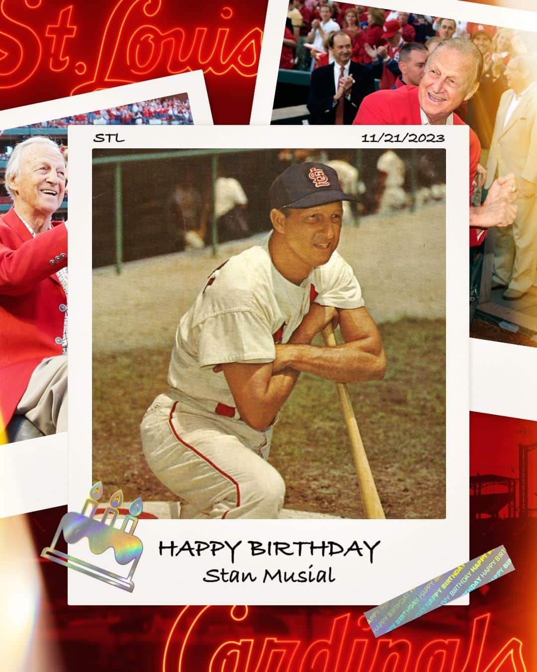 セントルイス・カージナルスのインスタグラム：「On his birthday, we remember Stan the Man ❤️」