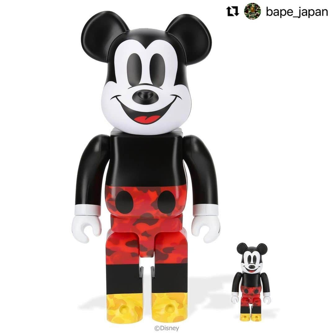 MEDICOM TOYさんのインスタグラム写真 - (MEDICOM TOYInstagram)「#Repost @bape_japan with @use.repost ・・・ In celebration of the A BATHING APE®︎’s 30th Anniversary and Disney’s 100th Anniversary, BE@RBRICK BAPE®︎ MICKEY MOUSE will be launching in collaboration with MEDICOM TOY.  Two size sets of 100% (approx. 7 cm) & 400% (approx. 28 cm) and 1000% (70 cm) will be available.  The box, which features the 30th Anniversary logo of BAPE®︎ and the 100th Anniversary logo of Disney, is a special edition box that is exclusive to this collaboration.  This item will be available at A BATHING APE® authorized stores and BAPE.COM Thursday, November 23rd.  @medicom_toy   #bape #abathingape #medicomtoy #bearbrick #mickeymouse #disney」11月21日 22時31分 - medicom_toy