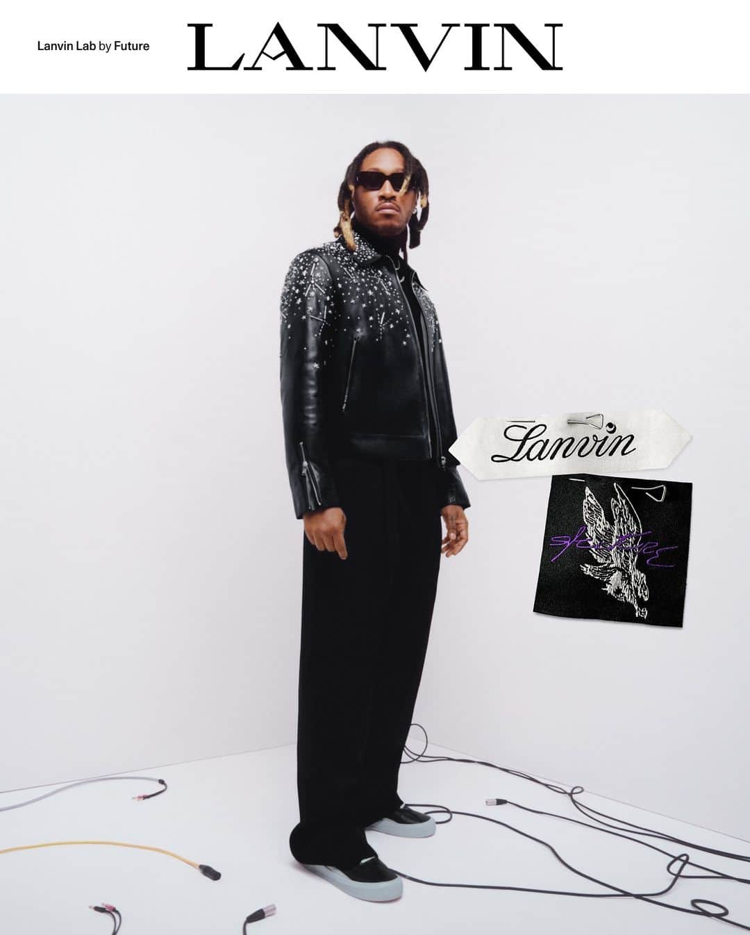 ランバンのインスタグラム：「LANVIN LAB by FUTURE   @FUTURE is now: the iconic musician and producer introduces his first collection for LANVIN LAB, characterized by the strength and attitude he is known for.    Drop 1 now available in selected Lanvin stores and on Lanvin.com   Campaign photographed by @JoshuaWoods   #LANVINxFUTURE #LANVIN」