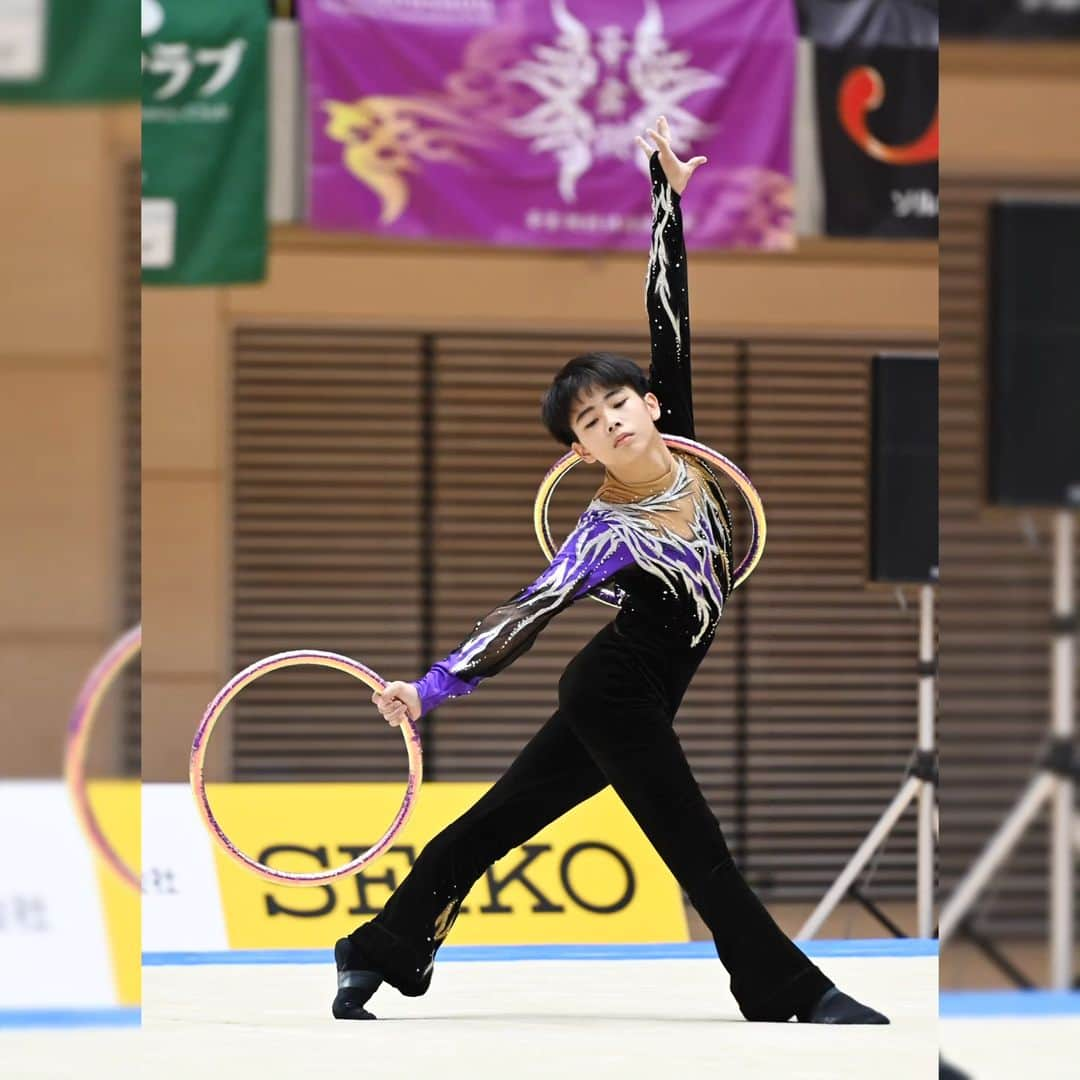 日本体操協会のインスタグラム：「ChacottCHAMPIONSHIPS第41回全日本ジュニア新体操選手権大会🇯🇵11/17-19 * 個人種目別結果  男子　リング　 🏆優勝 #村山颯  2位 #丸山一休  3位 #生田目倖希   大会情報ページ👉️ https://www.jpn-gym.or.jp/rhythmic/event/35005/  #全日本ジュニア新体操 #2023RGChacott #新体操 #rhythmicgymnastics #男子新体操 #mensrhythmicgymnastics」