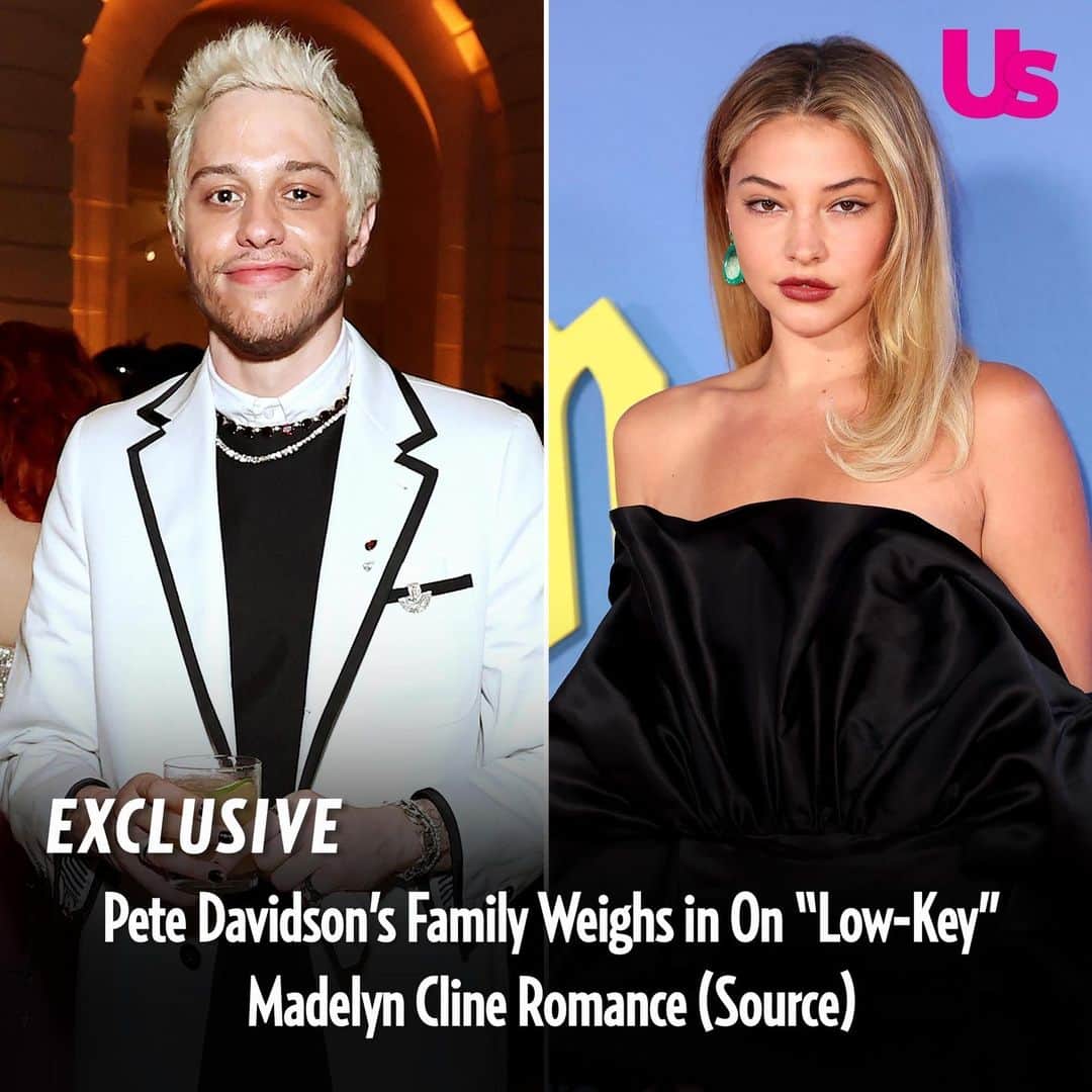 Us Weeklyのインスタグラム：「Pete Davidson’s mom and sister have met his girlfriend, #OuterBanks’ Madelyn Cline, a source exclusively tells Us. Go inside the pair’s romance — and find out what fans can “expect” from them in the near future — at the link in bio. (📸: Getty)」
