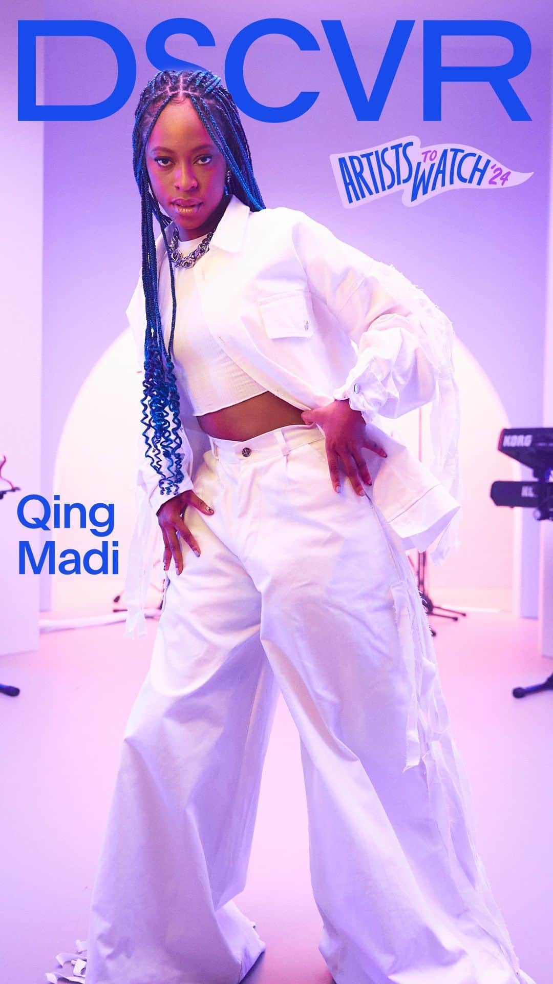 Vevoのインスタグラム：「Up next for #DSCVR Artists To Watch 2024: Nigeria’s @QingMadi 🇳🇬 Watch the Afrobeats singer-songwriter take over our stage with “Vision” and “Ole.” ⠀⠀⠀⠀⠀⠀⠀⠀⠀ ▶️ [Link in bio]」