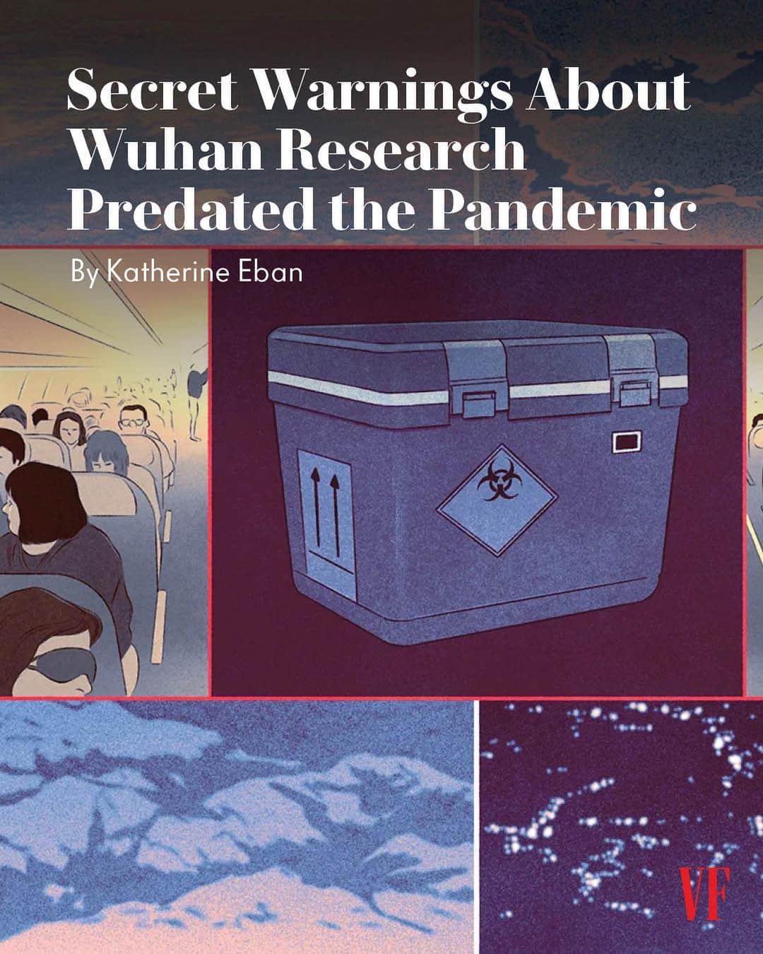 のインスタグラム：「A new six-month investigation from @katherine_eban reveals a nearly decade-long trail of warnings issued by the Department of Energy to other government agencies, including the National Institutes of Health, regarding the risk that US-funded biology research could be misused by overseas partners.   In mid-2019, an Energy Department official went so far as to issue a specific warning to an adviser at the National Institute of Allergy and Infectious Diseases (NIAID) about the coronavirus research the agency was funding at the Wuhan Institute of Virology. By October 2020, DOE scientists had linked the pandemic’s origins to the WIV.  At the link in bio, Eban details a series of previously unreported alarms and clashes reflecting long-standing friction between two groups of government scientists: those who emphasize international collaboration, and those who worry about cutting-edge biotechnology falling into the wrong hands.  Illustration by Isabel Seliger」