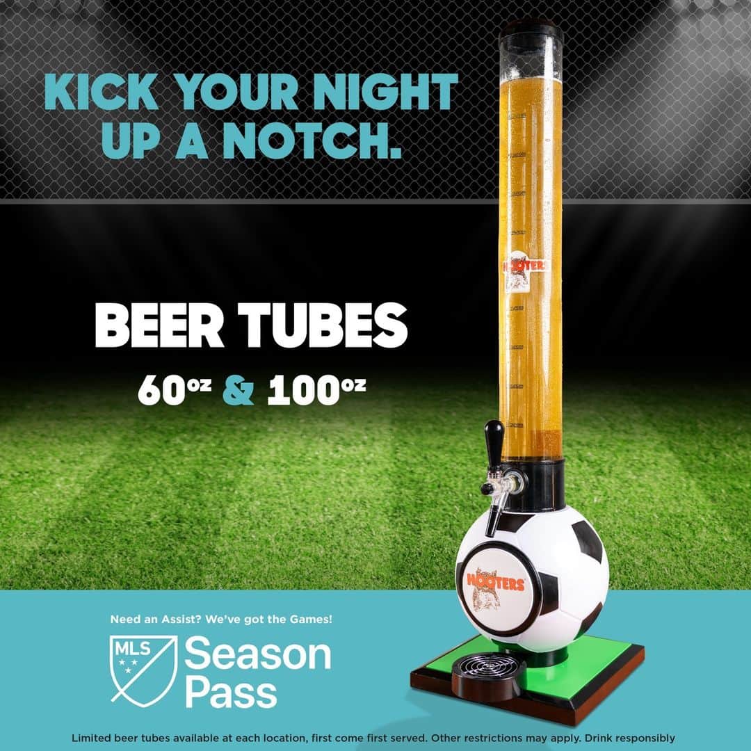 Hootersさんのインスタグラム写真 - (HootersInstagram)「With MLS Season Pass at Hooters, it's game on... and on, and on! Score drink deals like $4 Stella Artois draft and Modelo bottles, or go all-in with a Beer Tube while you catch all the MLS Cup Playoff matches you can handle.  At participating locations only.」11月22日 1時00分 - hooters