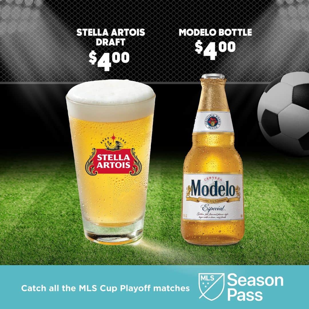 Hootersさんのインスタグラム写真 - (HootersInstagram)「With MLS Season Pass at Hooters, it's game on... and on, and on! Score drink deals like $4 Stella Artois draft and Modelo bottles, or go all-in with a Beer Tube while you catch all the MLS Cup Playoff matches you can handle.  At participating locations only.」11月22日 1時00分 - hooters
