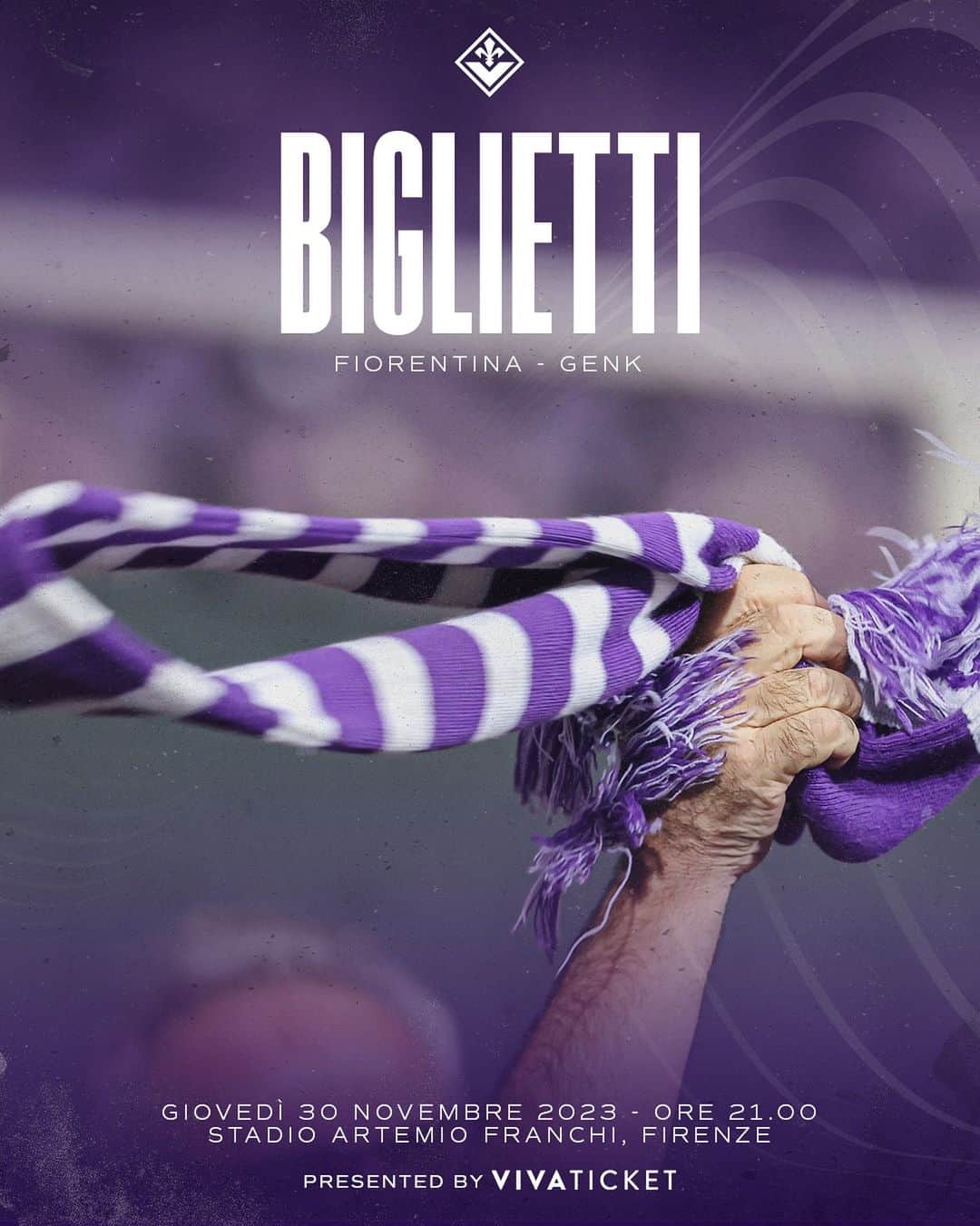 ACFフィオレンティーナのインスタグラム：「💜 Si torna al Franchi⚜️ ⚽️ Fiorentina-Genk 🗓️ Giovedì 30 Novembre, ore 21.00 🏷️ Acquista il tuo biglietto: LINK IN BIO  #forzaviola #fiorentina #uecl #fiorentinagenk」