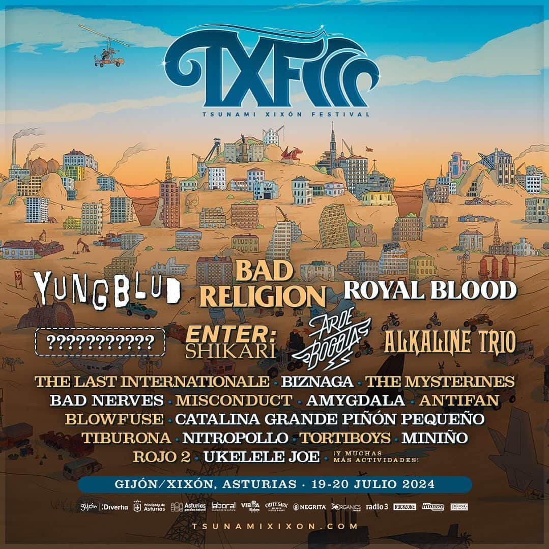 Bad Religionのインスタグラム：「Tsunami Xixón Festival - see you there! @tsunamixixon」