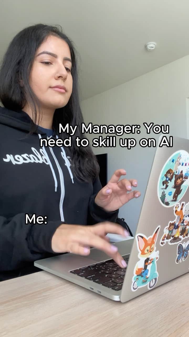 Salesforce のインスタグラム：「BRB, on my way to becoming an Einstein with Trailhead. Tap the link in bio to get the AI skills you need now.」