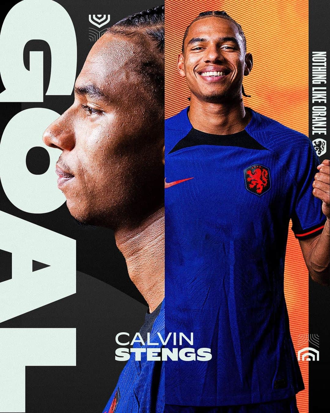 サッカー オランダ代表チームのインスタグラム：「CALVIN STENGS, 𝗛𝗔𝗧-𝗧𝗥𝗜𝗖𝗞 𝗛𝗘𝗥𝗢! 🎩⚡️   #NothingLikeOranje #GIBNED」
