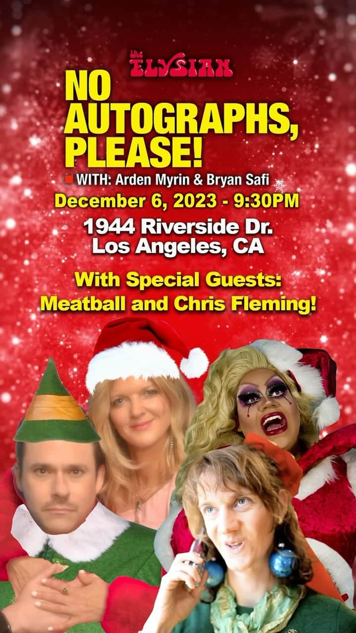 ブライアン・サフィのインスタグラム：「Our first LA No Autographs, Please live show!  It’s gonna be a holiday EXTRAVAGANZA!  Special guests @spiciestmeatball and @chrisflemingfleming. Get your tickets now before they sell out! #elysiantheater #lacomedy #losangeles #hollywood #celebrities #hollywoodcomedy #losangelescalifornia #meatballdragqueen #chrisfleming #gay #lgbt #lgbtq」