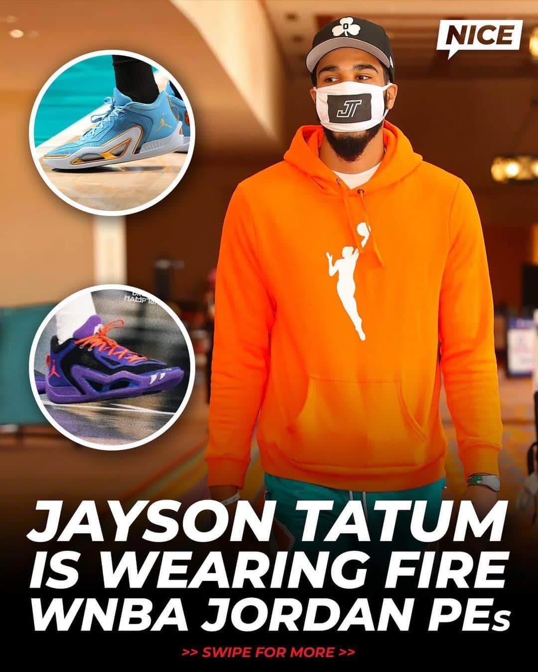 Nice Kicksのインスタグラム：「Jayson Tatum has been showing Jordan Brand’s WNBA roster some love by repping their Jordan Tatum 1 PEs on-court 🏀🔥 @nicekickshoops  Tatum played in Dearica Hamby’s Jordan Tatum 1 PE inspired by her son and Kia Nurse’s Raptors-inspired PE against Toronto 🔥」