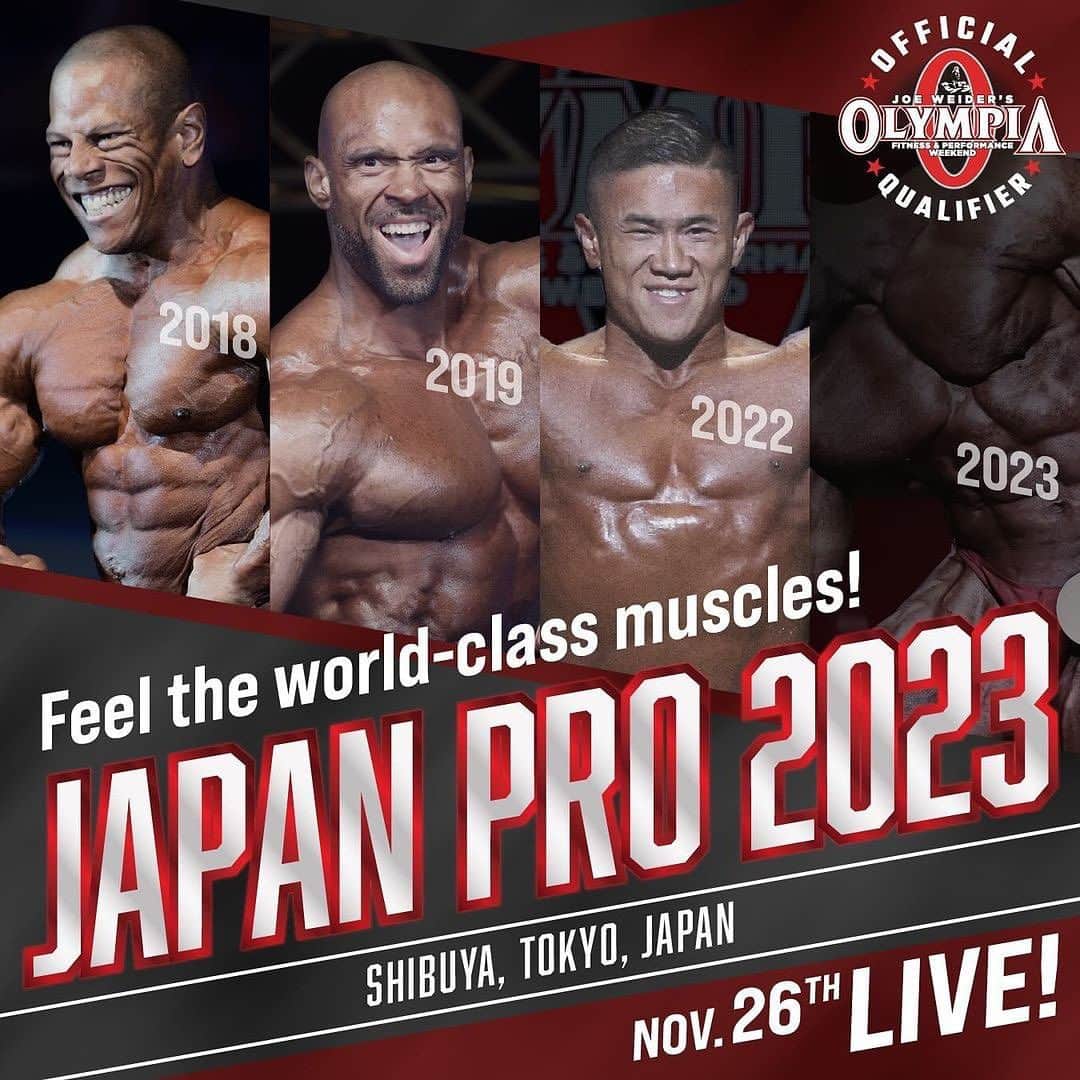 Hidetada Yamagishiさんのインスタグラム写真 - (Hidetada YamagishiInstagram)「Repost from @ifbb_pro_league_japan_pro • Athlete list‼️『JAPAN PRO 2023』  JAPANPRO WEEKEND☞https://fwj.jp/lp/2023jp/ LIVE PPV☞https://fitnessworldtv.vhx.tv/  @veatm_official PRESENTS JAPAN PRO 2023 #SHIBUYA #TOKYO #JAPAN  NOVEMBER.26th #OLYMPIA QUALIFIER @mrolympiallc  💪Bodybuilding Sungeun Jeon Seungmin Kim @seungmin0205 Theo Leguerrier @theoleguerrier Katsutoshi Matsusaka @808mana Errol Moore @erroldmoore Derrick Olara @derrick.olara Jung Soo Park @ifbbpro_park Soohyun Park Korea Jorge Abraham Trejo Reyes @ifbbprojorgetrejo Joji Sekine @popaisekine Kai Tian Liang Yan @yanliang_china Morad Zahir @morad_zahir_ifbb_pro Chengrui Zhang Dawei Zhou @B0hlt8XDZNc  🩳Men’s Physique Ka King Cheung Farouq Ishimoto @ifbbpro_farouq_ishimoto Chen Jian Mohammed Afroz Khichi @afrozkhan_ifbbpro Jun Ho Lee @2junho_ifbbpro  Seungmu Lee Yoon Sung Lee Xin Li Ryohei Okada @__0kada_ Puwanat Putoya @puwanatputoya Joshua Eng Cherng Shin @joshiiee_ifbbpro Hong Son @hongson_vn Jian Song Jumpei Taguchi @junpei_taguchi Natsuki Takaramura @imnatsu_jp Ryo Terashima @ryo_fitness_jp Yiming Wei Xin Xi @daddy.ifbbpro Han Yang @hung.0312 Yukihiro Yuasa @kingyuasa  👙Bikini Rena Ajima @renaatsun Bridget Bailey @bridgetbailey_ifbbpro Uchral Byambatseren @uchka_ifbbpro Xinyi Chen Karyse Coley @kiki_campagnepremiere Zhao Dong Aleksandra Duba @alexandra.duba_ifbbpro Yue Gao Shawn Hektor-Lewis @shawncarla_ifbbpro Ashley Kaltwasser @ashleykfit Piranya Kantabut @nattgigi Tae Rin Kim Asaka Kimura @asaka0203 Miharu Kurachi @miharu_kurachi Samantha Kwan @samantha_ifbbpro Wing Shan Amanda Lam Cecilia Liang @cecilialiang_ifbbpro Pei Fen Lin @lizlin0712_ifbbpro Bunluek Sanguanlikhitkun @pinvalennika Kerry Sexton @kerrysexton_ifbbpro Yurika Shigemoto @yurika_ifbbpro Elizaveta Shmulker @erizababy Regina Tan @bmbshxll Wendy Tsai @wendytsai_ifbbpro Jiaqi Wei Chanyu Xu Josephine Yeong @jojopilates_ifbb_pro Laura Young @_lauraayoungg  #FWJ #bodybuilding #bodybuilder #fitnessmotivation #fitness #olympia #fit #gymmotivation #gym #workout #personaltraining」11月22日 8時15分 - hideyamagishi