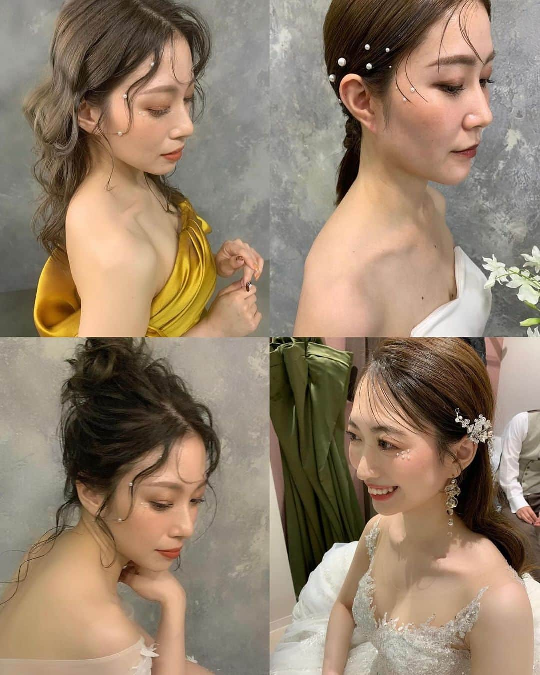 ハナユメさんのインスタグラム写真 - (ハナユメInstagram)「おしゃれ花嫁さんに人気沸騰中のパールメイク💄  パールヘアと合わせて、鎖骨や背中にのせるのもお洒落でかわいいですね😍ヘアメイクさんと相談して、配置や大きさでトレンド感をプラスしてみてくださいね💕  *…*…*…*…*…*…*…*…*…*…*…*… ⁡ 📷photo by   @hairmake_hinano さん @ay.m__wd さん @rina.hairmake_ さん @c______hairmake_ さん  素敵なお写真ありがとうございました🙇‍♀️ ⁡ *…*…*…*…*…*…*…*…*…*…*…*… ⁡ 💎ハナユメに幸せをシェアしてね #ハナユメ を付けて投稿してくださった方はご紹介させていただくかも！@hanayume_wedding　フォロー・コメントお待ちしています🙌🏻💕 ⁡ 💎式場探しに迷ったらハナユメ♡ こんな素敵な結婚式をしたい！と思ったら、ハナユメにお任せ💛ハナユメウエディングデスクでアドバイザーに相談してみてね💁‍♀️💓投稿を保存して、アドバイザーに見せるとスムーズですよ✨ ⁡ 💎ハナユメが叶えたいこと 叶えたいのは「1組でも多くのカップル様に理想の結婚式のきっかけを」皆さまのお力になれるよう全力でサポートします🕊  #ハナユメ #パールメイク#パールアレンジ#パールヘア#ボディパール#背中パール」11月24日 6時00分 - hanayume_wedding