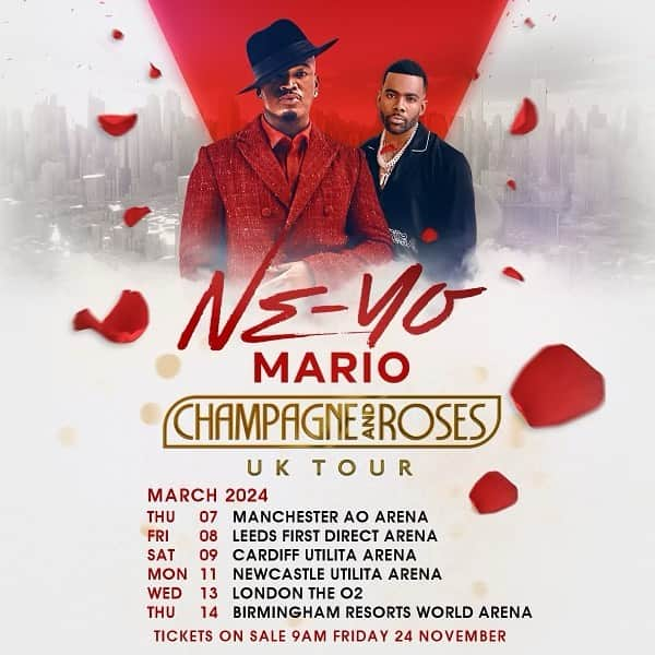 マリオのインスタグラム：「Me and my bro @neyo bringing the vibes to the UK! Can’t wait to see you. 🔥🔥🔥」