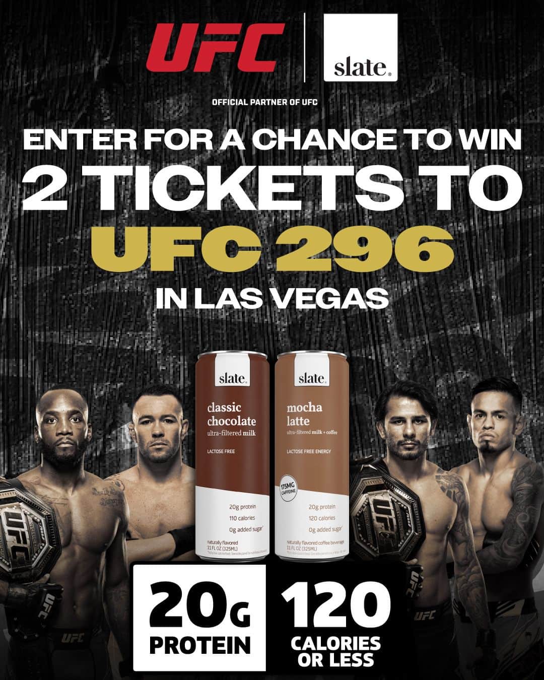 UFCのインスタグラム：「Want to win tickets to #UFC296 in VEGAS?  Head to @SlateMilk and click the link in their bio to enter for a chance to win two (2) FREE tickets 🎟  Good luck and #SlateUp 🥛」
