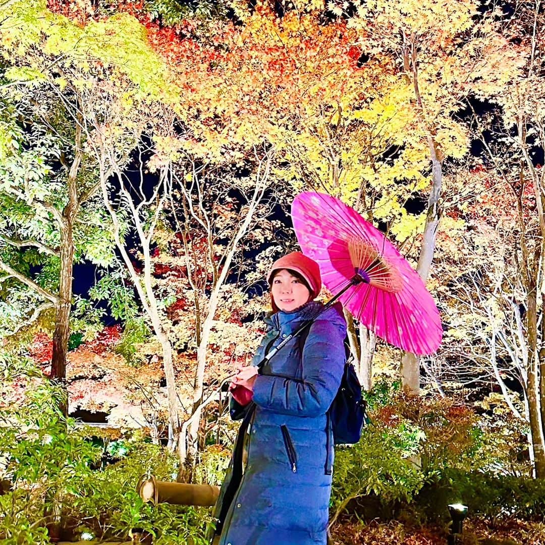 花咲ゆき美さんのインスタグラム写真 - (花咲ゆき美Instagram)「昭和記念公園【秋の夜散歩2023】の日本庭園では、和傘を借りたり、お抹茶をいただいたり楽しかったぁ～😆  #花咲ゆき美」11月22日 22時52分 - yukimi0774