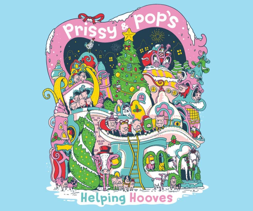 Priscilla and Poppletonのインスタグラム：「🎄ONLY ONE MORE WEEK🎄…Have you seen our holiday design inspired by our Grinchmas/Pigmas photo? Silly Pop is the Grinch. This design is available on tees, hoodies, sweatshirts and more with each style coming in a variety of colors (youth sizes available, too). Swipe through to see a small sample of what’s available and click the ⭐️LINK IN OUR BIO⭐️ to shop.   The best part about purchasing one is that the proceeds go to our 501c3 non-profit animal rescue so you will be helping our rescued farm friends over @prissyandpops_helpinghooves or in this case Prissy and Pop’s Helping Hoove-ville (see what I did there). They are only available for one more week to make sure you get them in time to wear them before Christmas. They make great gifts, too! ThOINKs for your support! Let us know what you think of the design below.🐷🎄 #grinchmas #pigmas #prissyandpopshelpinghooves #PrissyandPop」