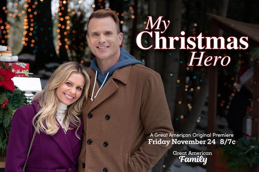 キャンディス・キャメロン・ブレのインスタグラム：「My Christmas Hero ❤ premiers on Great American Family in 2 days!!  Tune in on Friday, November 24th at 8/7C and text the word CHRISTMAS to 877-999-1225 to find the Great American Family channel!  Canada friends!! My Christmas Hero will premiere on Friday, December 1st at 8pm on CTV Life Channel 🙌」