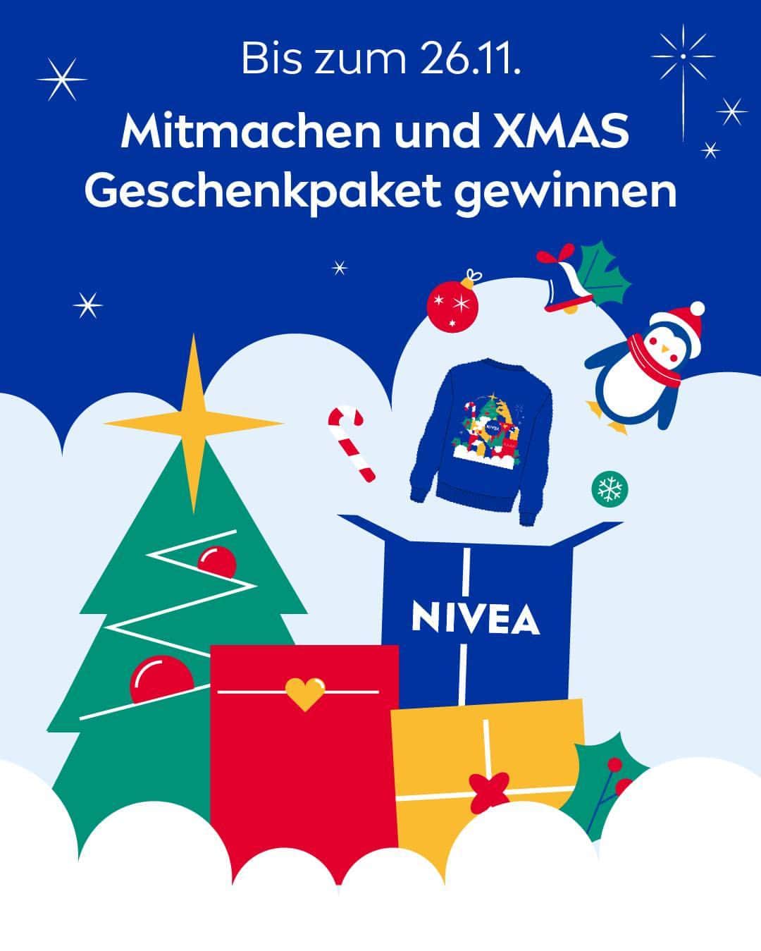 NIVEA Deutschlandのインスタグラム：「Nicht vergessen! Bis zum 26.11. kannst du auf NIVEA.de noch an unserem Gewinnspiel teilnehmen und mit etwas Glück 1 von 4000 XMAS Geschenkpaketen mit kuscheligem NIVEA Sweater gewinnen!✨ Wir drücken die Daumen. 🤞🏼  Den Link zum Gewinnspiel findest du in unserer BIO! ⬆  #NIVEA #Weihnachten #Gewinnspiel」