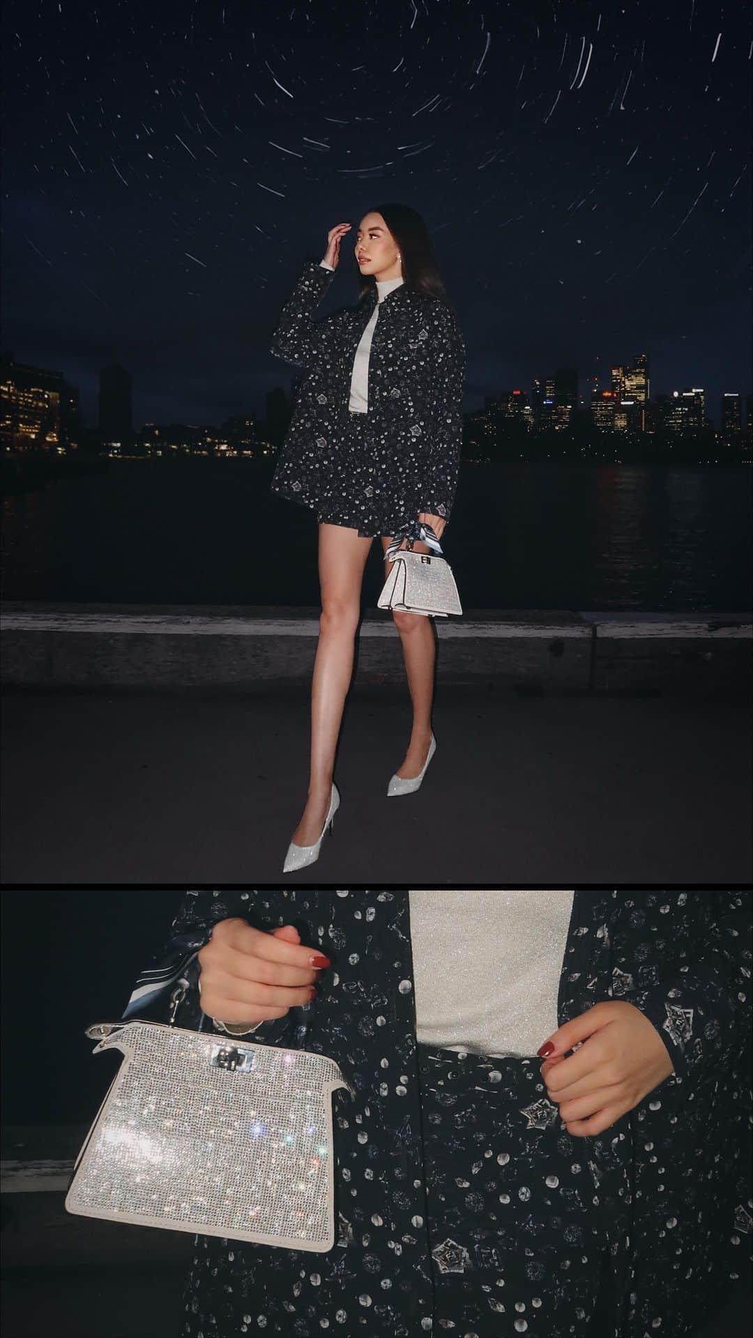 タラ・ミルクティーのインスタグラム：「Feeling festive for @Fendi with these #FendiGifts. ✨🩶🌟 #unboxing ad」