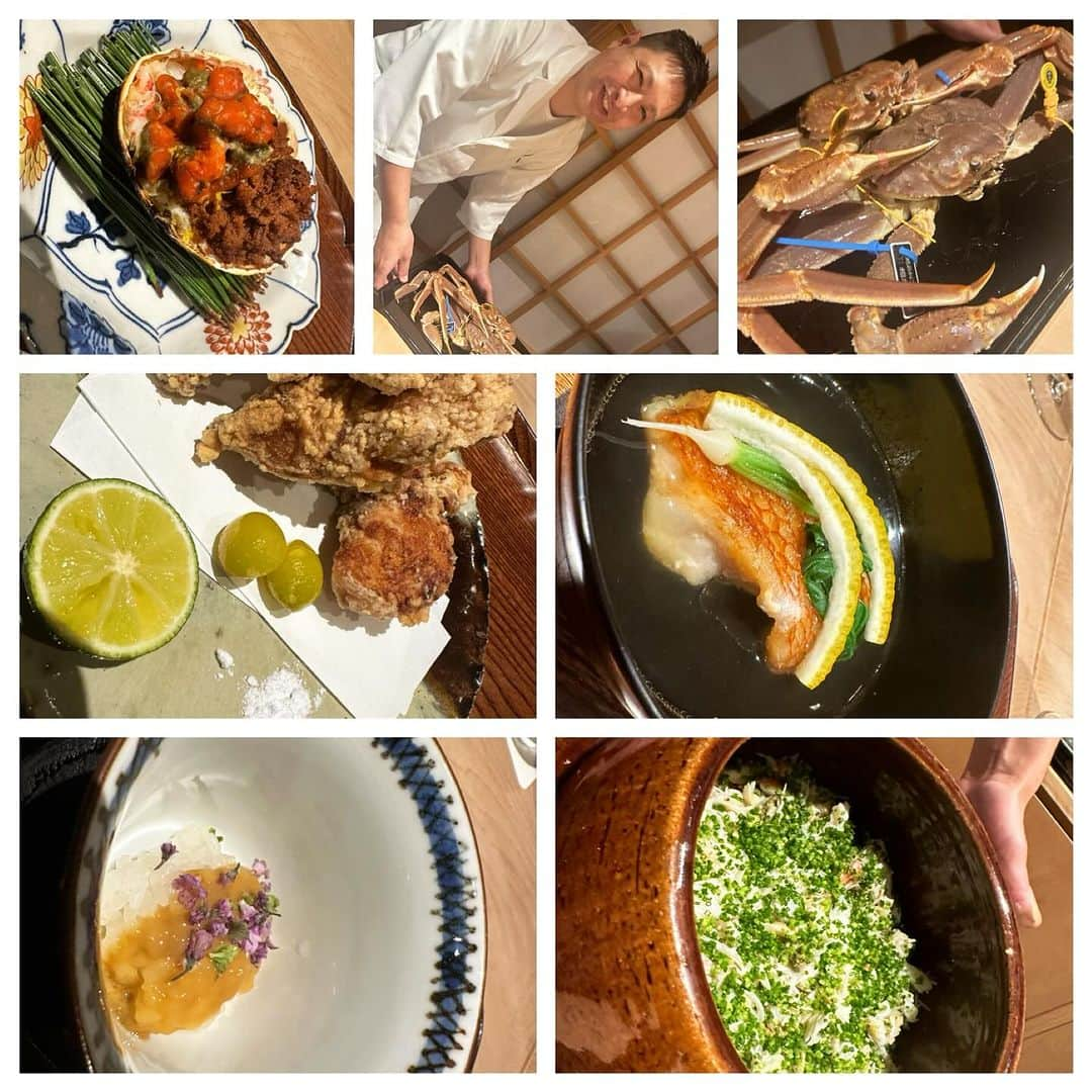 片桐衣理のインスタグラム：「いち太さんで大切なお友達とお疲れ様会。 #和食 #いち太 #蟹をたっぷりと」