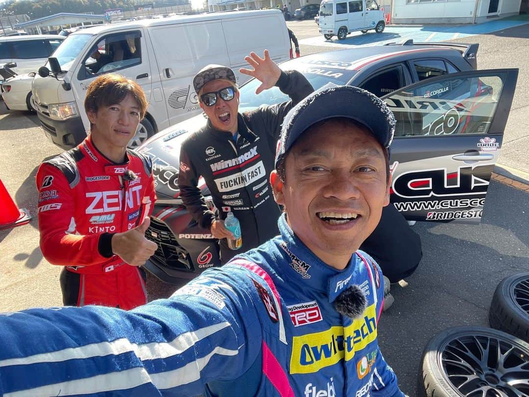 脇阪寿一のインスタグラム：「今日はあれ。  #ラーマン山田 #立川祐路  #筑波サーキット #videooption #bridgestone #potenza #re71rs」