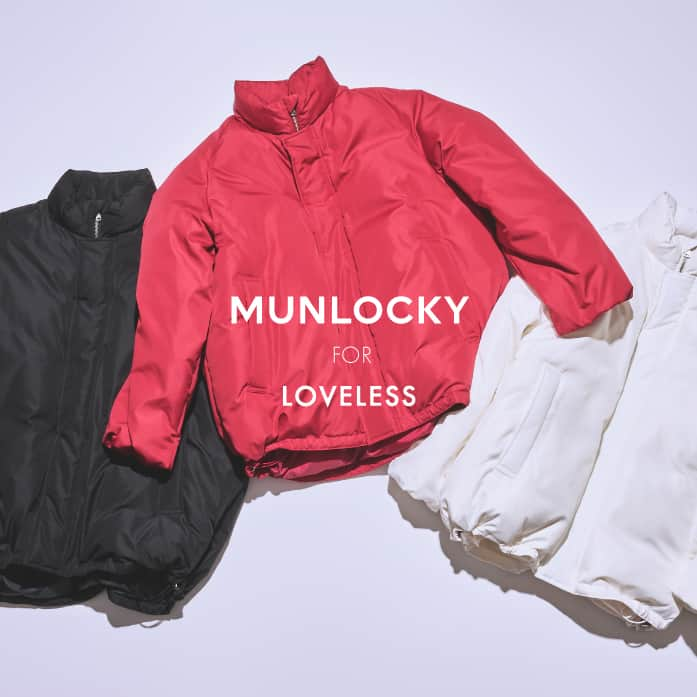 MACKINTOSH PHILOSOPHYのインスタグラム：「【GREY LABEL】 MUNLOCKY FOR LOVELESS　販売開始！  ユニセックスのミリタリーブルゾン『マンロッキー』にLOVELESS別注が登場。 定番の黒に加え、ラブレスらしくクリーンな赤と白のカラー展開も。 ファスナーの引手にはラブレスのロゴの刻印が。 ノンコーティングのナチュラルな風合いと、高密度でクリアな表面感。やや薄手で軽くソフトな肌触りは取り回しし易く、ワードローブで活躍間違いなしの一着です。  MUNLOCKY FOR LOVELESS（R9A60-271)  ￥52,800(with tax)  展開店舗 マッキントッシュ フィロソフィー　グレーラベル ルミネ新宿／ルミネ池袋  #mackintoshphilosophy #マッキントッシュフィロソフィー #mackintoshphilosophygreylabel #マッキントッシュフィロソフィーグレーラベル #loveless #ラブレス #mackintosh #マッキントッシュ #23aw」