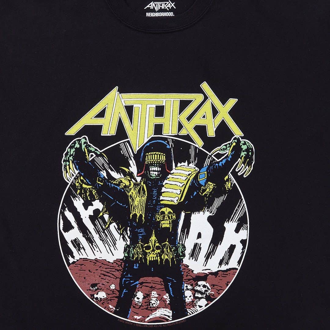 ネイバーフッドさんのインスタグラム写真 - (ネイバーフッドInstagram)「⁡ NH X ANTHRAX . TEE SS-1 // NOV.23 // ⁡ @anthrax #nbhd #neighborhood #anthrax ⁡ © 2023 Anthrax JUDGE DEATH® © REBELLION 2000 AD LTD. ALL RIGHTS RESERVED. ______________________________________ ⁡ *本製品のお取り扱い内容については店舗によって異なりますので、弊社WEBサイトのDEALERSより最寄り店舗へ直接お問い合わせ下さい。 ⁡ *Releases vary by region. Please contact your local store directly as shown on the DEALERS section of our website.」11月22日 18時12分 - neighborhood_official