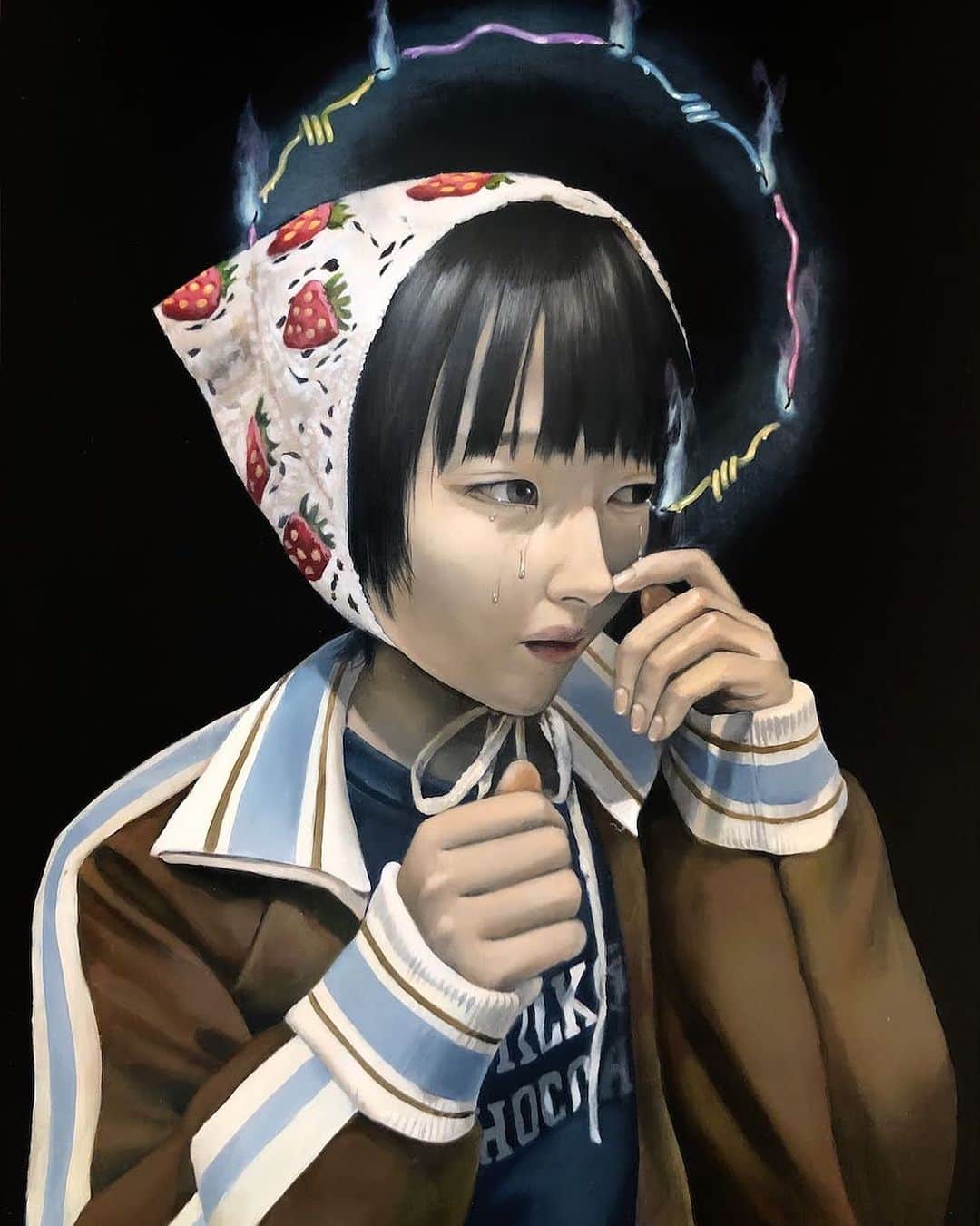 新宅和音さんのインスタグラム写真 - (新宅和音Instagram)「Don’t cry like your mother 2023 410×318mm  #art #artwork #painting #figurativepainting #oilpainting #japaneseart #japaneseartist #japan #portrait #contemporaryart #newcontemporaryart #girl #picoftheday #lowbrowart #popsurrealism #darksurrealism #strawberry #アート #油彩 #油絵 #いちご」11月22日 18時17分 - kazune1900