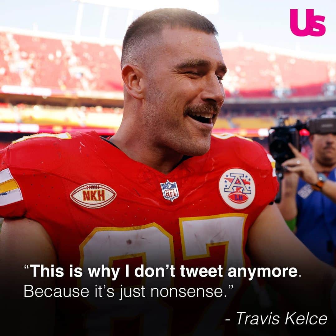 Us Weeklyのインスタグラム：「Travis Kelce responded to his unhinged resurfaced tweets on #NewHeights ... and had a good laugh about how he made it on the map even though “nobody followed [him] back then.” See what he — and Jason — said about the squirle of it all at the link in bio. (📸: Getty)」