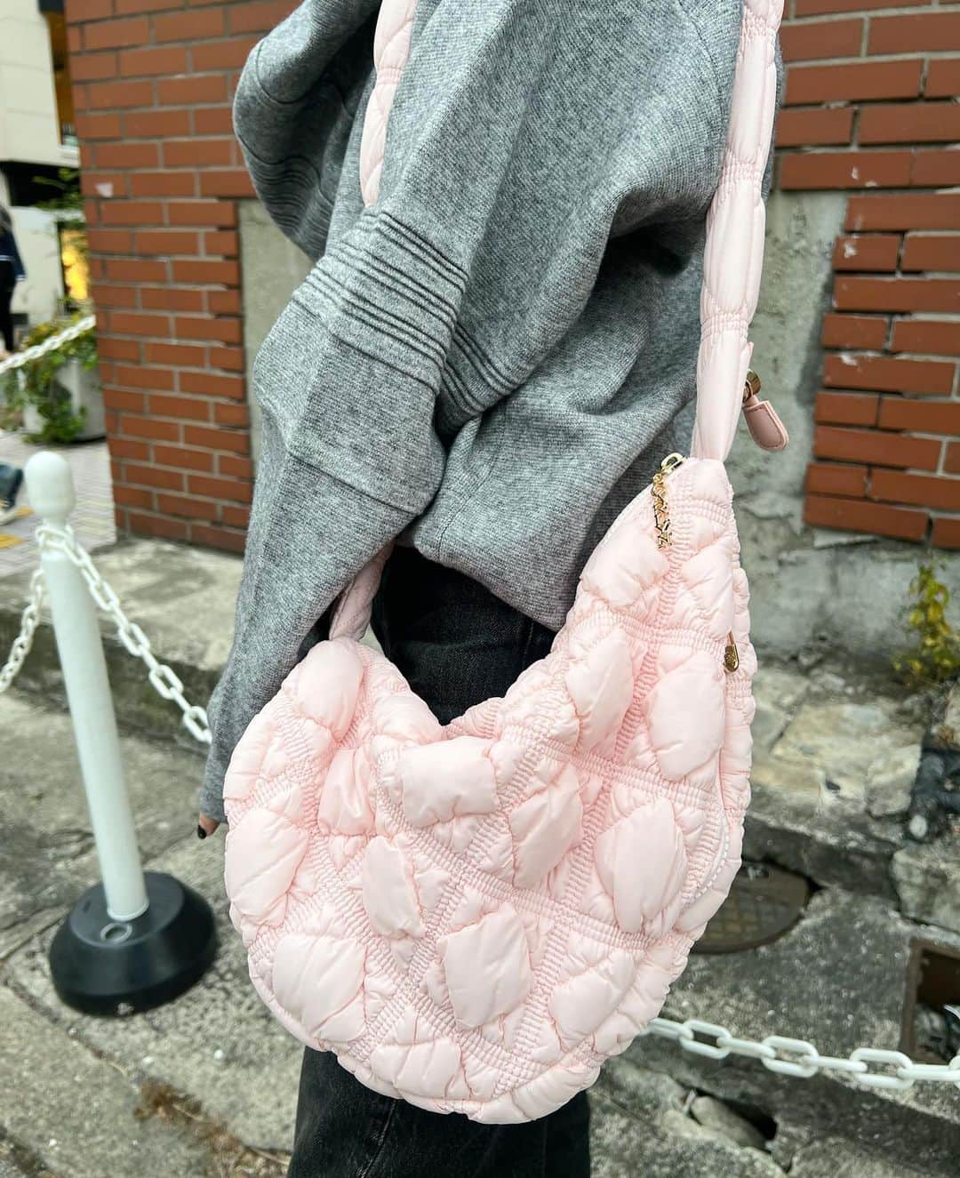 えみ姉さんのインスタグラム写真 - (えみ姉Instagram)「ㅤ ㅤ  大好きな @carlynbag のバッグ​ ピンクもゲットした♡♡​ ㅤ 軽くて柔らかくてデザイン可愛いのに​ 大容量なのが良すぎる🛍️​ ㅤ 最近シンプルめなコーデが好きで​ 差し色になるピンクとグレーの組み合わせ​ してみたんやけど可愛すぎん...？​ ㅤ ㅤ Qoo10のMOVEから購入できるよ！​ (11月22日~12月3日までQoo10MOVEメガ割実施中♡♡)​ ㅤ ㅤ #PR #CARLYNBAG #COZY #カジュアルファッション #カジュアルコーデ #韓国ファッション #韓国コーデ #ノームコア」11月22日 19時04分 - emk_oooo