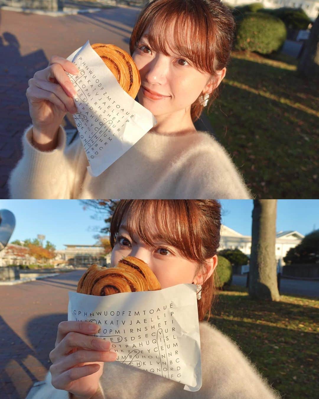 的場絢香さんのインスタグラム写真 - (的場絢香Instagram)「* ⁡ ぽかぽか陽気が気持ちよくて公園に⛲️🍂 ⁡ 大好きなNiorのパンとセブンのラテで ひとりもぐもぐ🥖☕️ こういう時間が好きなんだ~♡♡♡ ⁡ _ _ _ #金沢 #ひとり時間」11月22日 19時36分 - ayaka_matoba