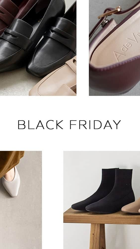 AdeVivreのインスタグラム：「BLACK FRIDAY‼︎  期間限定で2BUY 10%OFFイベントを実施いたします! 店舗もオンラインストアも同時開催です ぜひこの機会にご覧ください  開催期間：11/23（木）～11/26（日）  *取り扱い店舗 ルクアイーレ店 エキエ広島店 大船ルミネウィング店 横浜ジョイナス店 オンラインストア . . オンラインストアはいつでも送料無料（備品を除く） @adevivre . .  #adevivre #shoes #new #靴 #japan #fashion #outfit #pumps #leather #rainshoes #sustainable #アドゥヴィーヴル #サステナブル #パンプス #レインシューズ #ロングブーツ #ブーツ #革靴女子 #革靴」