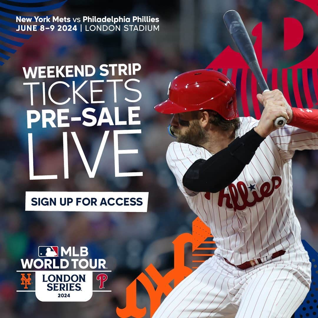 MLBさんのインスタグラム写真 - (MLBInstagram)「London Series pre-sale is LIVE!  You have until Friday at 5pm GMT to get your Weekend Strip tickets 🎟️  There's still time to sign up at our link in bio  #LondonSeries #MLB #Mets #Phillies #sports #Baseball #sport #MLBEurope | @mets @phillies」11月22日 21時01分 - mlb