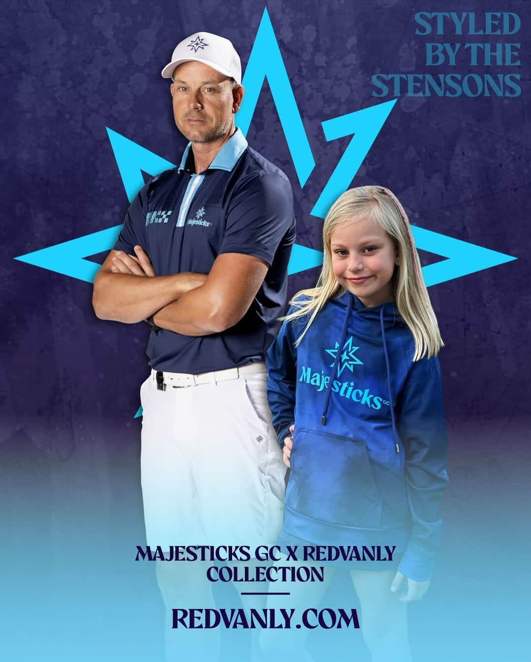 ヘンリク・ステンソンのインスタグラム：「Stenson Jr and Snr styling our Majesticks x @redvanly custom line😎  We have produced fully custom, men’s, women’s and kids products for on and off the golf course⛳️  Check it out via the link in @majesticksgc bio」