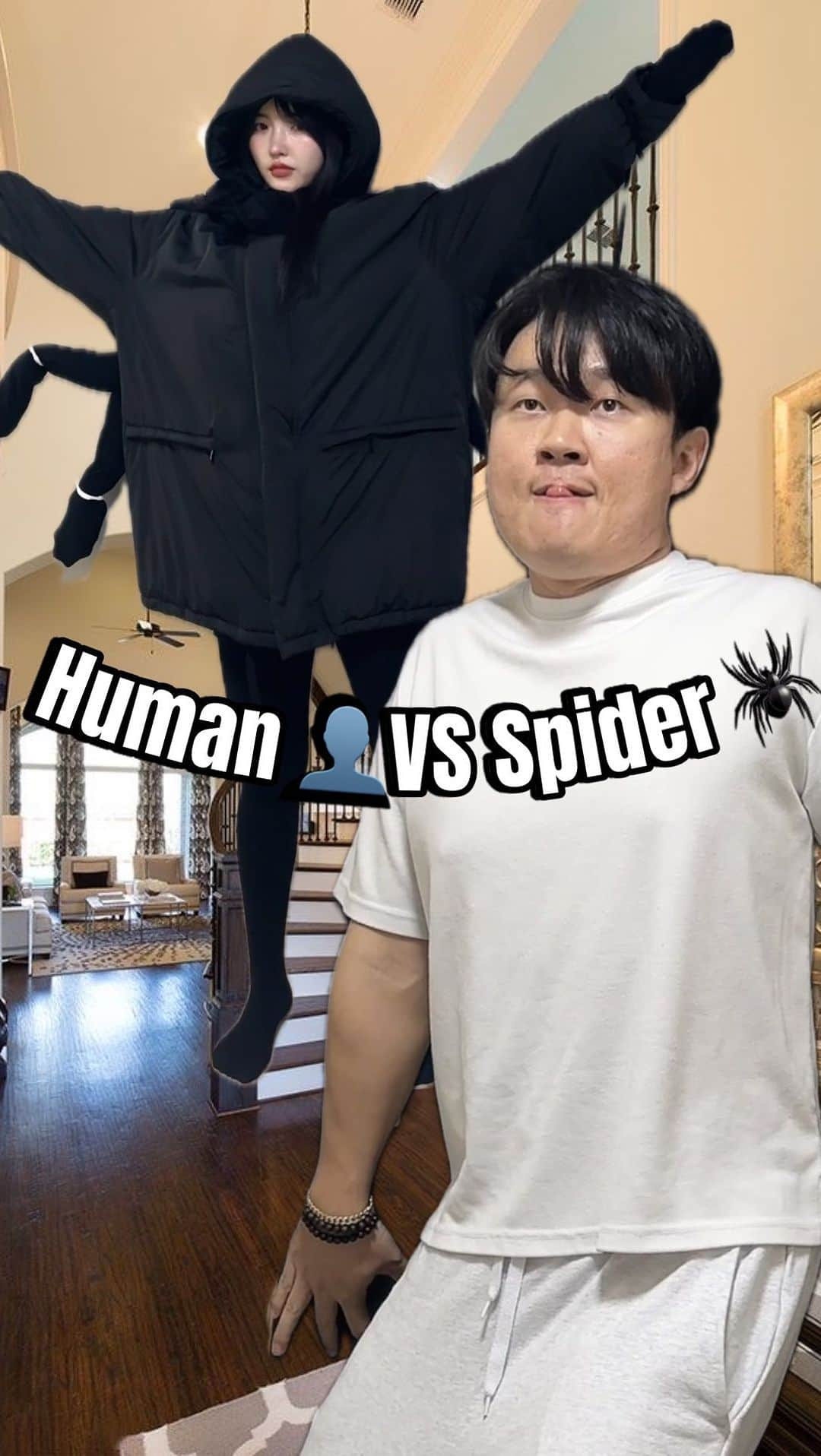 ゆかのインスタグラム：「👤 VS 🕷️ . . . #reels #reelsviral #funny #funnymemes #comedia #couple #explore #웃긴짤 #커플 #부부 #밈 #面白い #カップル #あるある」