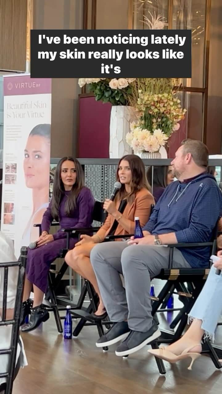 ダニカ・パトリックのインスタグラム：「At Cartessa’s Driven By Beauty Event, I shared my thoughts on aging gracefully.   Treatments like RF microneedling with VirtueRF stimulates your body’s natural collagen production, so the collagen you build is your own. Yes, it’s OK to not look 10 years younger, but if I can naturally, I will, and that’s what @virtue.rf does!」