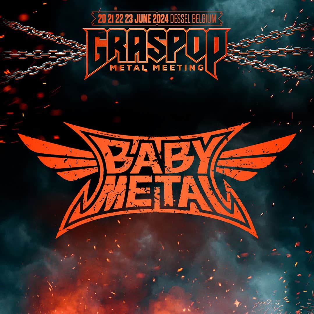 BABYMETALのインスタグラム：「BABYMETAL will perform at "Graspop Metal Meeting" in June 2024!!🔥🔥🔥  https://graspop.be/en/  #BABYMETAL #GRASPOPMETALMEETING  @graspopmetalmeeting」