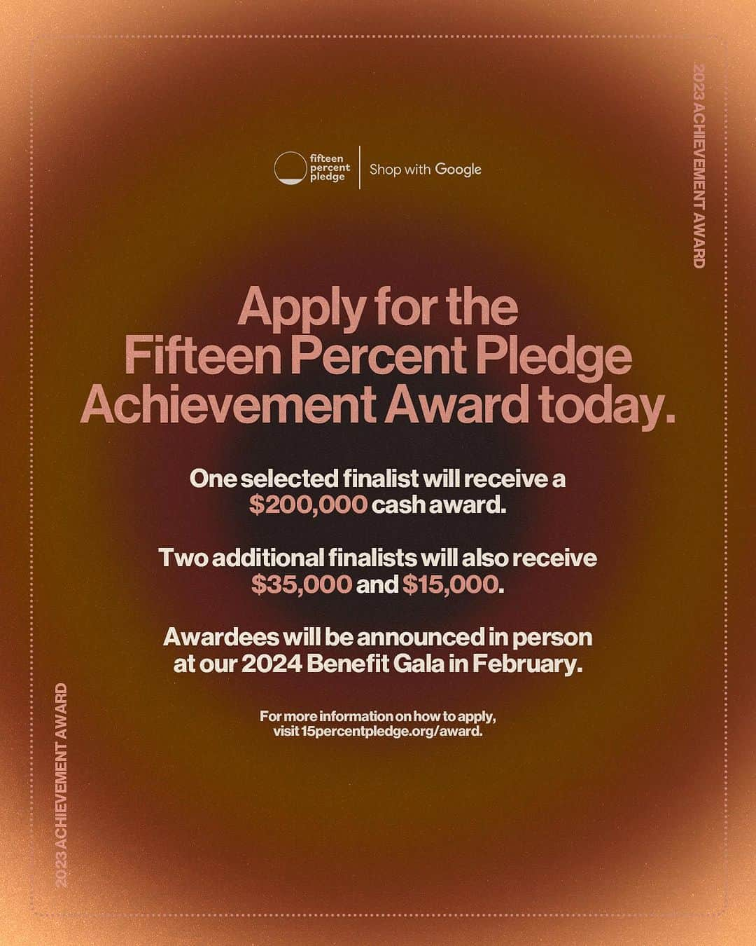 ミスティー・コープランドさんのインスタグラム写真 - (ミスティー・コープランドInstagram)「The Fifteen Percent Pledge Achievement Award is back! We’re so excited to share that once again we’ll be awarding $250K across three Black-owned businesses to promote their growth. We know how significantly a grant like this can change a business, and subsequently a life, so please support us in finding our next winners by amplifying this amazing opportunity.   ✨Tag your favorite Black-owned business who would be perfect for this grant.  💌 Repost this to share with your community.  🤎And to the Black-owned businesses out there: Remember, you miss 100% of the shots you don’t take. Apply by November 30th at 15pp.org/award」11月23日 1時42分 - aurorajames