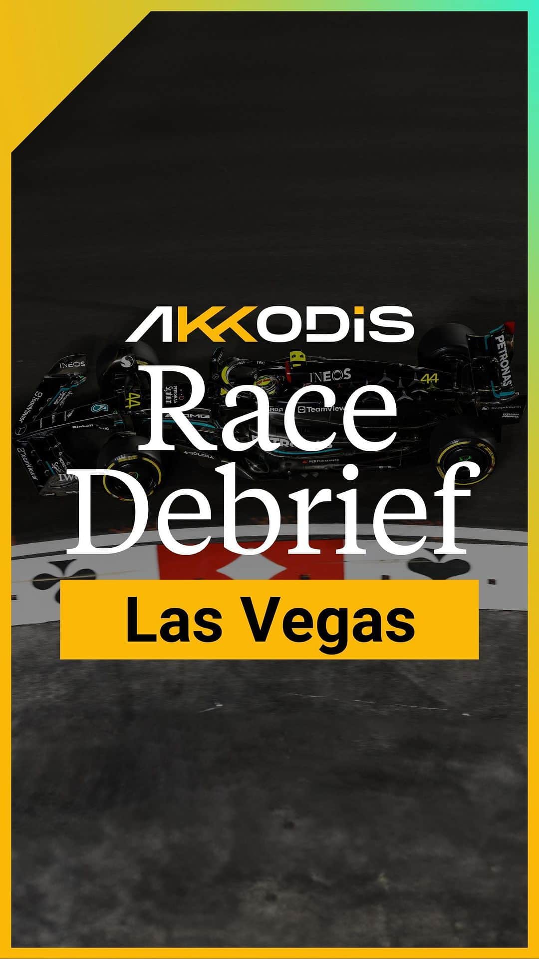 MERCEDES AMG PETRONASのインスタグラム：「Recapping our first ever visit to Vegas and preparing for a P2 showdown with Ferrari in Abu Dhabi 💪  Shov joins us this week to answer your #LasVegasGP questions in our @akkodis_global race debrief. Hit the link in our bio for the full video 📲」