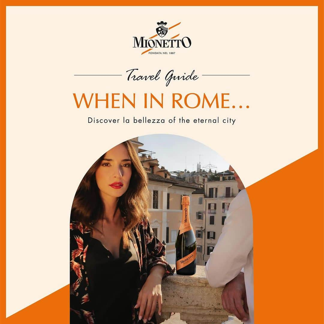 Mionetto USAのインスタグラム：「MIONETTO TRAVEL GUIDE 🧡🍾  WHEN IN ROME...  Allora! When in Rome, do as the Roman’s do! We’ve made it to the eternal city, the city of  ancient architecture, history, art, and food.  Follow this guide as we continue explore Roma, from the Trevi Fountain to the Colosseum, & some pasta breaks along the way, get ready to capture #MioDolceFarNiente moments with Mionetto’s Travel Guide, the ultimate companion for your viaggio Italiano! So, with your passport in hand and your stylish Mio orange suitcase packed, andiamo to Roma!    Don’t forget to save and share our Rome Travel Guide with your amici e famiglia for their next viaggio Italiano to Roma!    #MionettoTravelGuide  #Roma #MionettoProsecco #TravelToItaly  Mionetto Prosecco material is intended for individuals of legal drinking age. Share Mionetto content responsibly with those who are 21+ in your respective country. Enjoy Mionetto Prosecco Responsibly.」