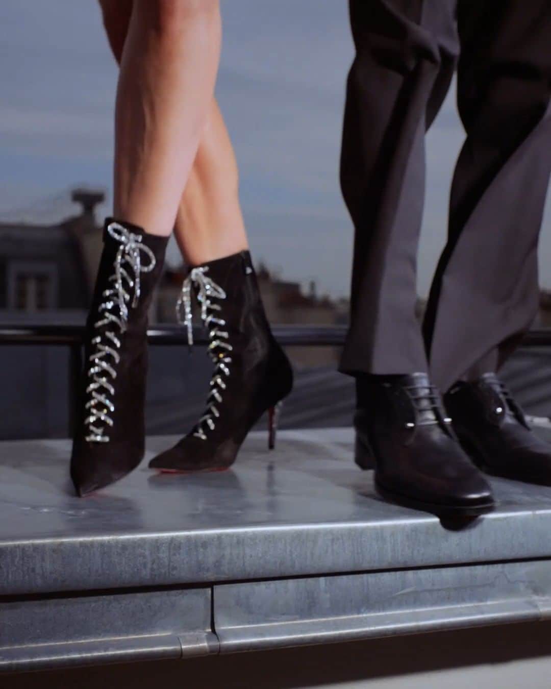 クリスチャンルブタンのインスタグラム：「Make (party) moves with the Astrid Lace Strass bootie and Chambeliss Calf lace-up.  Video by @mathiaszivanovic  #ChristianLouboutin」