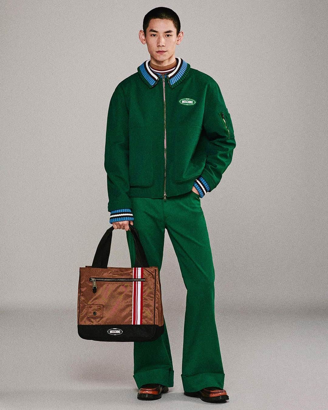 Moschinoのインスタグラム：「ALL GROWN UP  Take a sneak peek at our next Pre-Fall 24 menswear looks – an evolution of last season; think grown-up colorful tailoring, unconventional yet preppy details, and more.   Styled by @imruh  Photographed by @markrkean  #Moschino #MoschinoPreFall2024 #MoschinoMenswear」