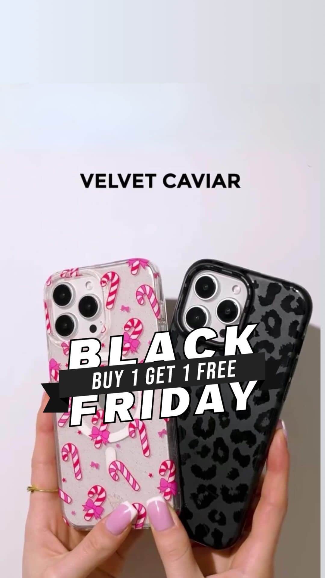 VELVETCAVIARのインスタグラム：「🚨 BLACK FRIDAY BOGO is LIVE! 🚨 Buy 1 Get 1 FREE on Absolutely Every Style! That’s 2 for the price of 1, Our Best Deal Ever! (Get a head start today, popular styles sell out fast.😉🖤).  Wait, there’s MORE ✨ Orders $80+ will receive a FREE Limited Edition Makeup Bag, while supplies last!  This deal is for ANY Phone Case and MagSafe Battery Pack, ✨ It’s our biggest sale of the entire year, don’t miss out>> @velvetcaviar #velvetcaviar #blackfridaysale #blackfriday #giftsforher #iphonecases #phonecaseshop #iphone15」