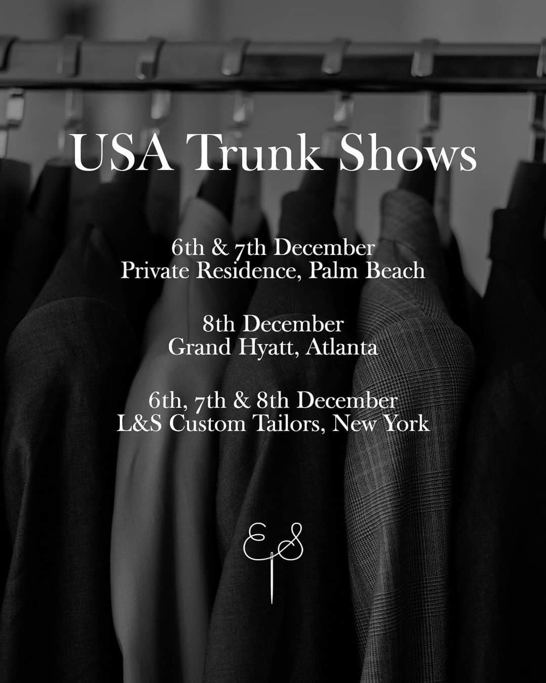 エドワード セクストンさんのインスタグラム写真 - (エドワード セクストンInstagram)「We are delighted to announce our return to the United States this month for a series of trunk shows as part of @the.londoncollective. By popular demand, we will be visiting Palm Beach and Atlanta for the first time, in addition to our trunk shows in San Francisco, Los Angeles, Dallas and New York. Our Ready to Wear offering will also be available to try on, in addition to our Made to Measure services. Visit edwardsexton.co.uk to book now and for further information.  29 & 30 November — The Fairmont, San Francisco 1st & 2nd December — Maybourne Beverly Hills, LA 4th & 5th December — Hotel Crescent Court, Dallas 6th & 7th December — Private Residence, Palm Beach 8th December — Grand Hyatt, Atlanta 6th, 7th & 8th December — L&S Custom Tailors, New York  Soon to be followed by further trunk shows in February 2024.  #trunkshow #bespoke #london #edwardsexton #tailoring #mtm #rtw #usa #newyork #atlanta #palmbeach #dallas #menswear #sartorial #sexton #thelondoncollective」11月23日 3時04分 - edwardsexton