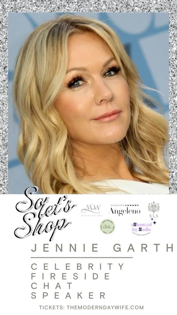 ジェニー・ガースのインスタグラム：「Friday December 1st I’m speaking at the “So, Let’s Shop”🛍️ event at SLS Hotel in Beverly Hills, CA. It’s going to be a festive and luxe shopping event plus there will be panels, fashion show, holiday beauty lounge and lots more. So come meet some amazing women (and ME!) and prepare to shop!! While you’re there stop by my “Me by Jennie Garth” booth stocked with self empowering merch. 💛 Get your tickets w/ the link in my bio + promo code JENNIEG10  See you there! 🛍️」