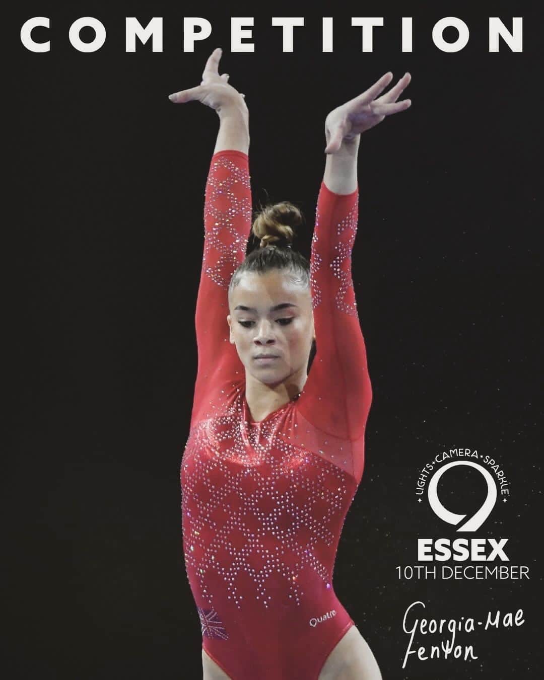 ジョージア・メイ・フェントンのインスタグラム：「Competition time❤️ I’ll be a special guest at Lights Camera Sparkle in Essex, so I’m teaming up with Quatro to offer a free ticket to join me on 10th December!🫶 For the chance to win -  ❤️ Like this post  💬Tag a friend you’d love to come with you! 🫶 Share this post to your story and tag Quatro Gymnastics!  If you just can’t wait, make sure to go to Quatro’s website to get your ticket for you & your friends! Good luck and hope to see lots of you there🦋」