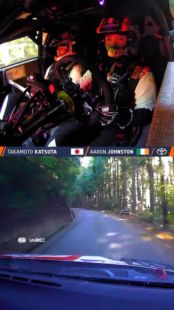 勝田貴元のインスタグラム：「Taka on a mission 🔥  Watch the full SS13 onboard video on WRC youtube channel and Rally.TV 👀  #WRC #RallyJapan #Rally #onboard #fast」